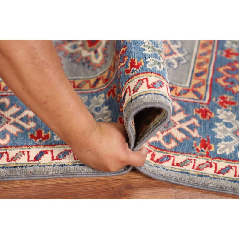 Kazak Oriental Area Rug Handmade Grey Wool Carpet - 3'10"x 5'11"