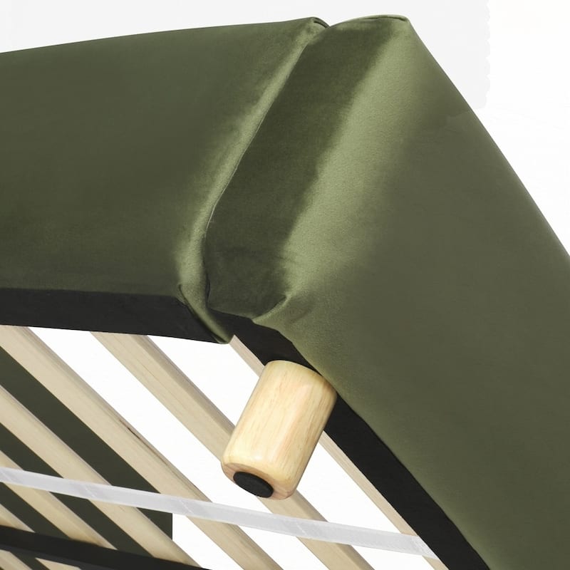 Upholstered Platform Bed with Curve-Shaped Design Headboard