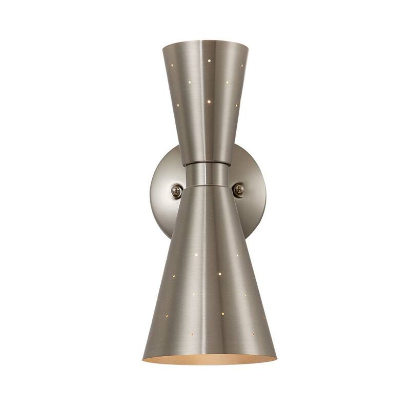 2-Light Modern Metal Eyelet Hourglass Wall Sconce - Nickel