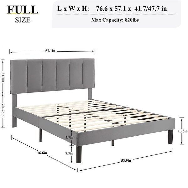 VECELO Tufted Upholstered Platform Bed Frame with Adjustable