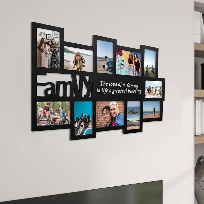 Black Decorative Wood 'Family' Collage Wall Hanging Photo Frame