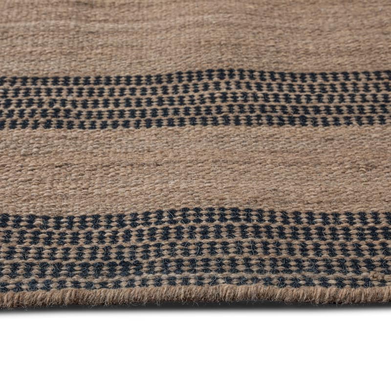 Fairfax 72 inch Wide Rectangle Contemporary 6x9 Area Rug in Taupe,Black, Fully Assembled - 6 ft x 9 ft 72"d x 108"w x 0.3" h
