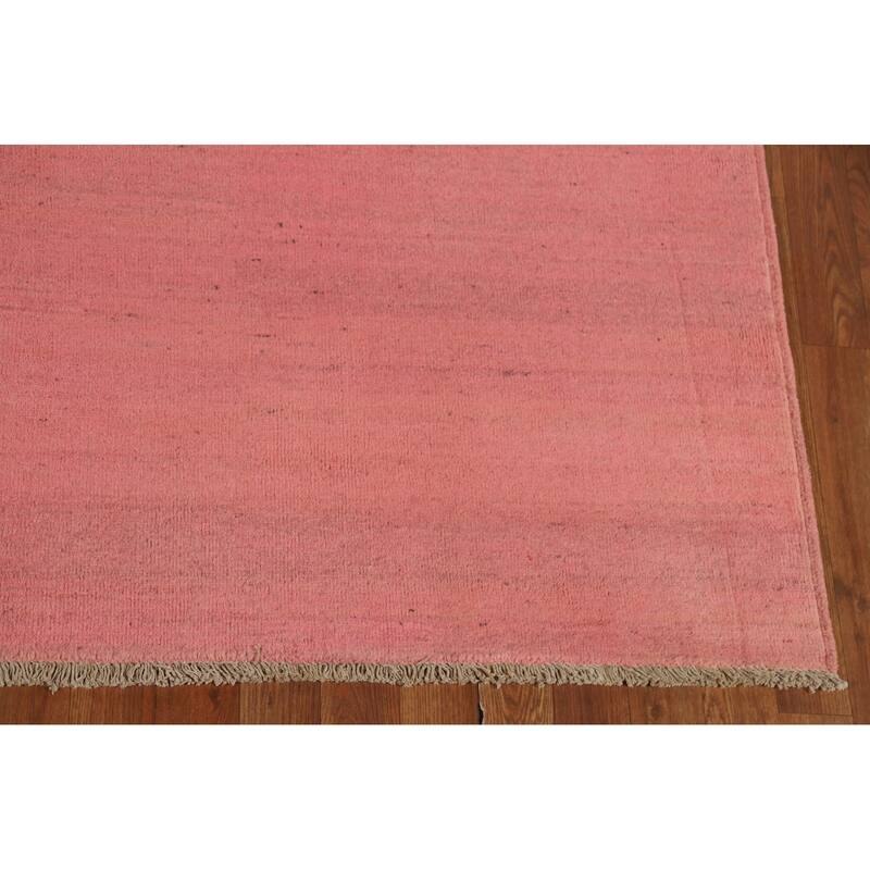 Light Pink Modern Gabbeh Oriental Area Rug Hand-Knotted Wool Carpet - 6'8"x 9'5"