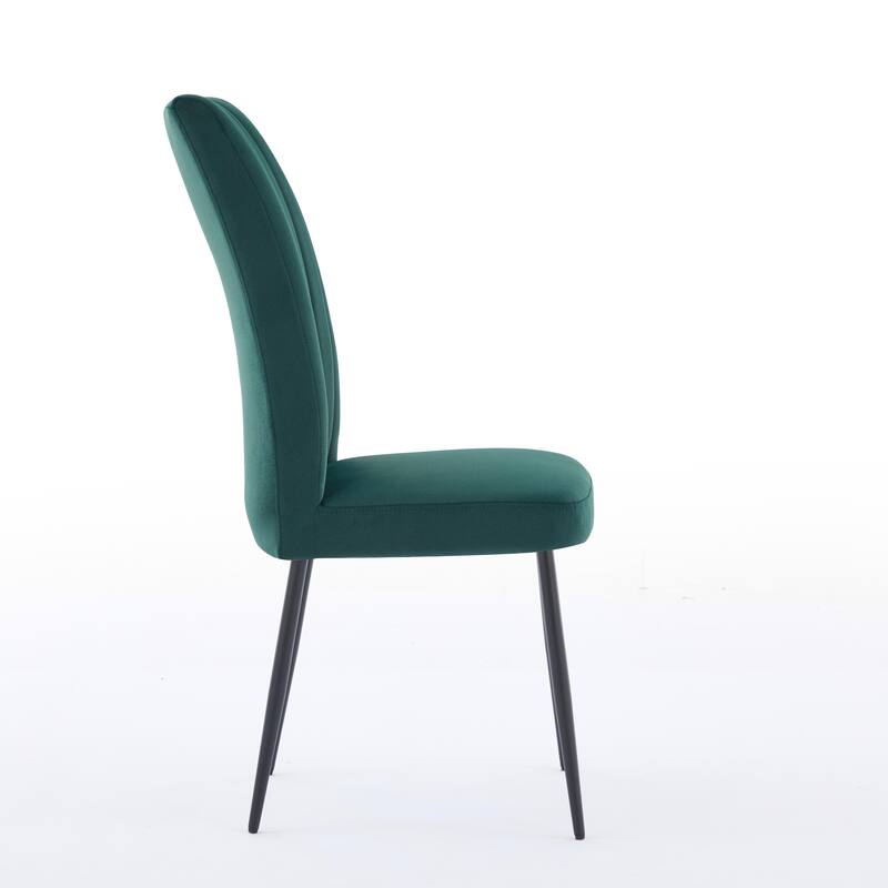 GDFStudio - Calden Minimalist Velvet Dining Chair Set with Adjustable Foot Studs, Modern Iron Base