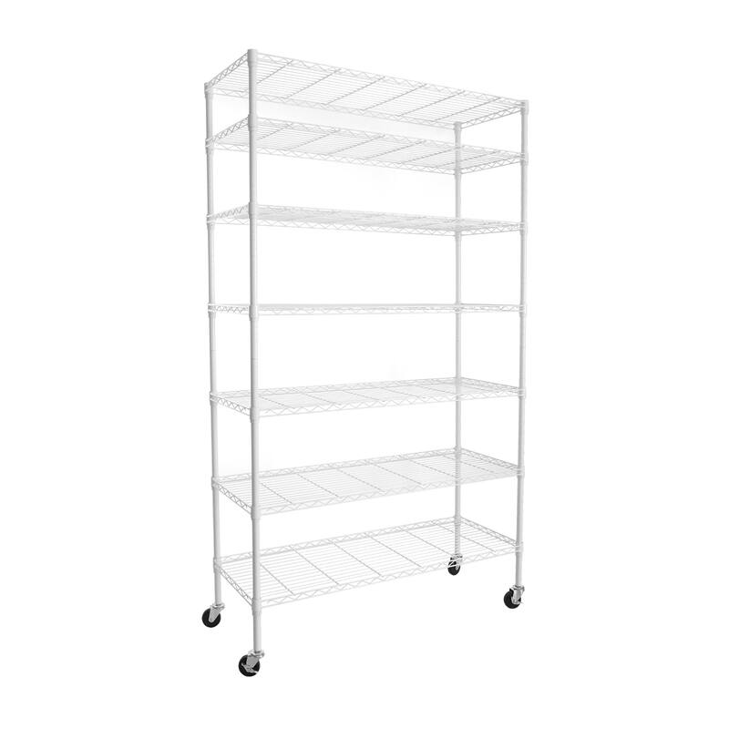7 Tier Wire Shelving Unit, 2450 LBS NSF Height Adjustable Metal Garage