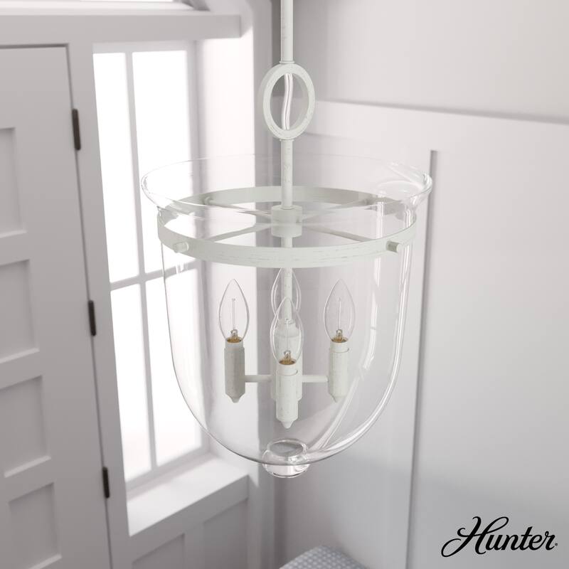 Hunter Belltown 20" 4-Light Pendant - Entry, Dining Room Table - Transitional - Rustic White