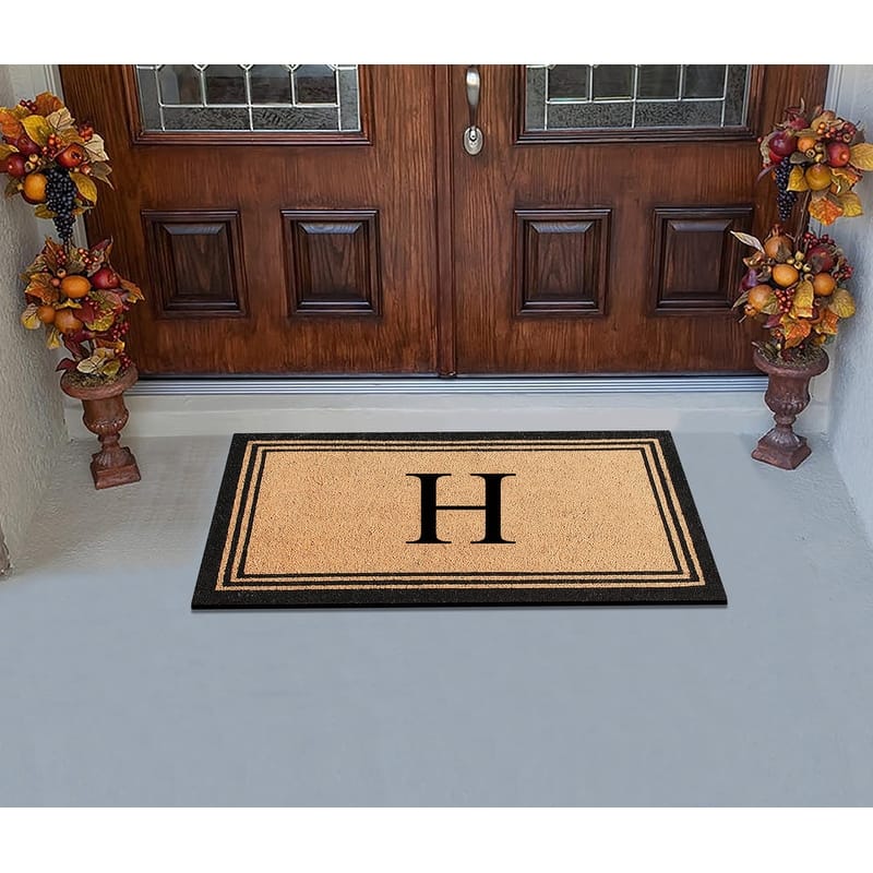 A1HC Pure Natural Coir Monogrammed Heavy Duty PVC Backing Doormat