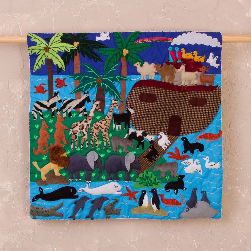 Novica Handmade After The Rainbow Cotton Blend Applique Wall Hanging