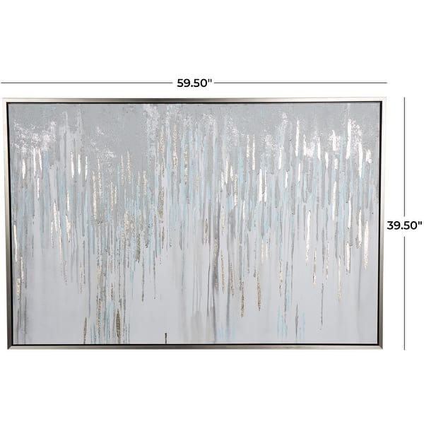 Light Blue Canvas Melting Abstract Framed Wall Art with Gold Foil ...