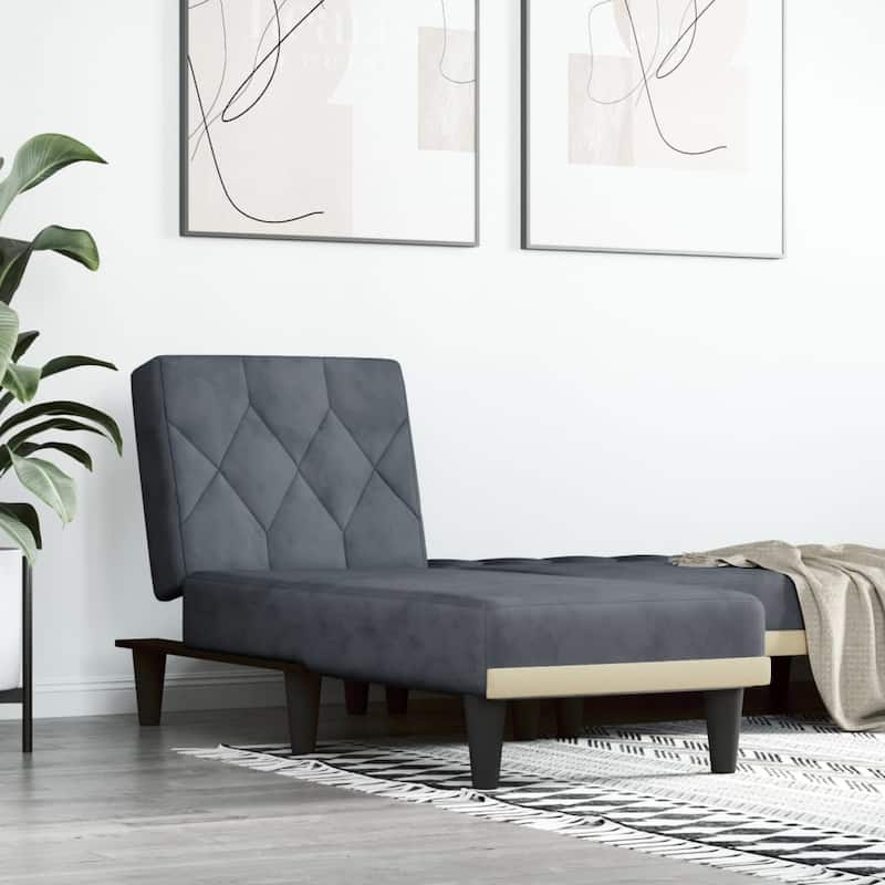 vidaXL Chaise Longue Black Velvet - 21.7" x 55.1" x 27.6"