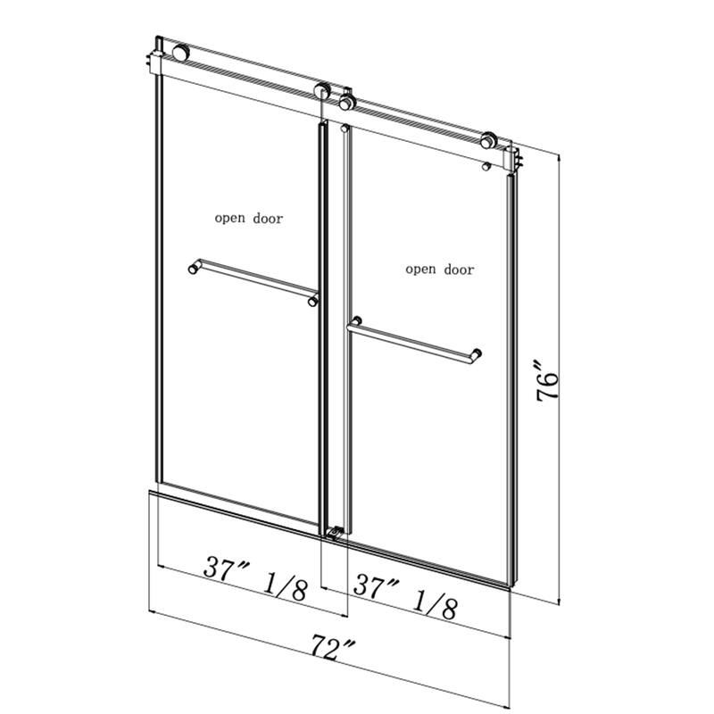 60"/72" Double Sliding Frameless Shower Door with Buffer