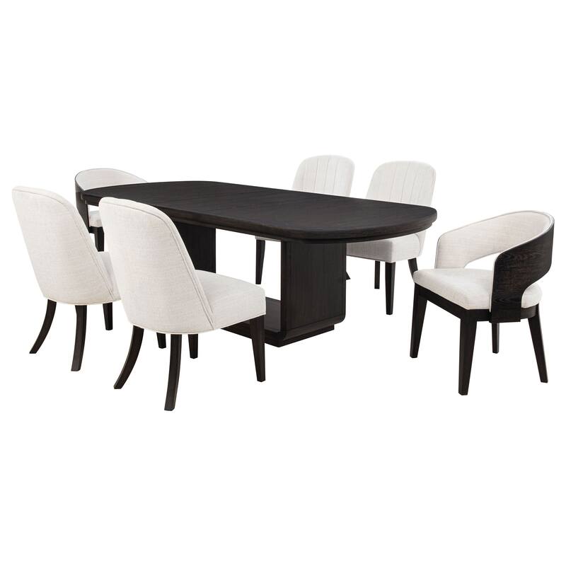 Leandro Rectangular Dining Table Set Burnished Black - 7-Piece Set