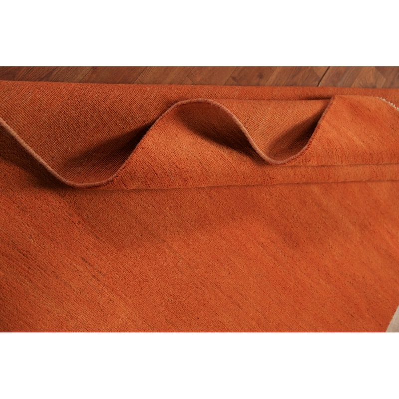 Orange Gabbeh Modern Rug Handmade Oriental Wool Carpet - 3'11" x 5'10"