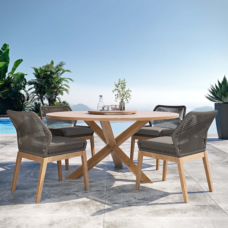 Wellspring 5-Piece Outdoor Patio Teak Wood Dining Set - Gray Graphite
