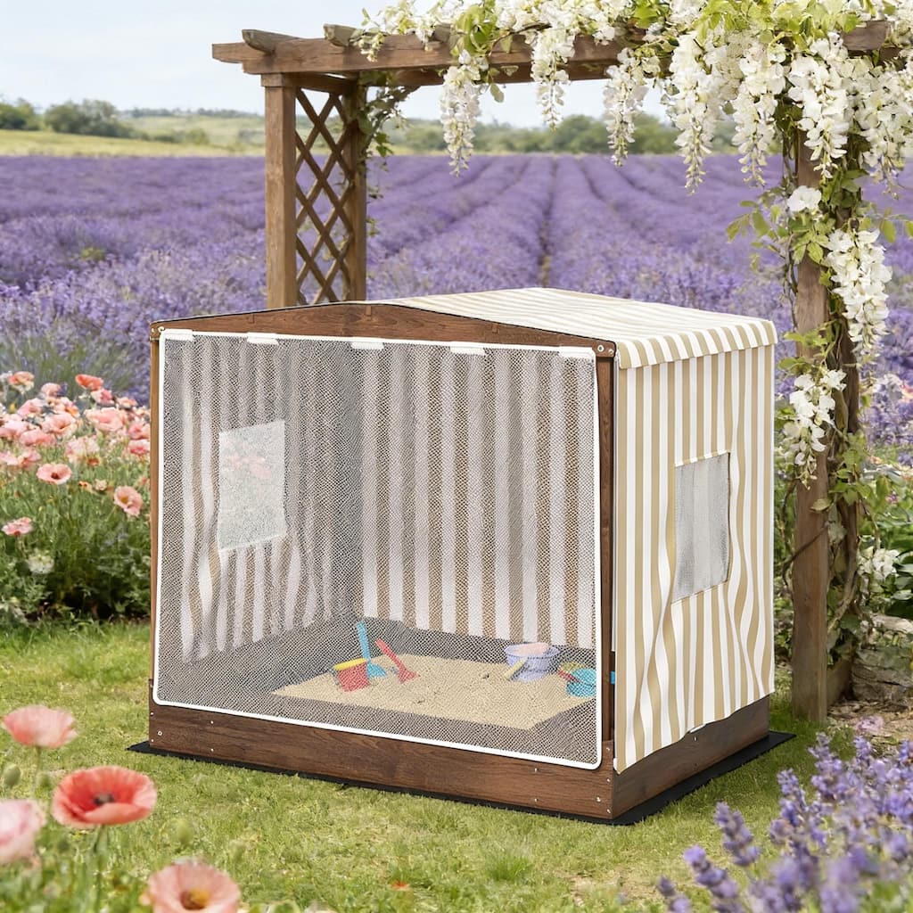 GDFStudio Outdoor Nilo Kids Sandbox with Canopy, Seating, and Storage
