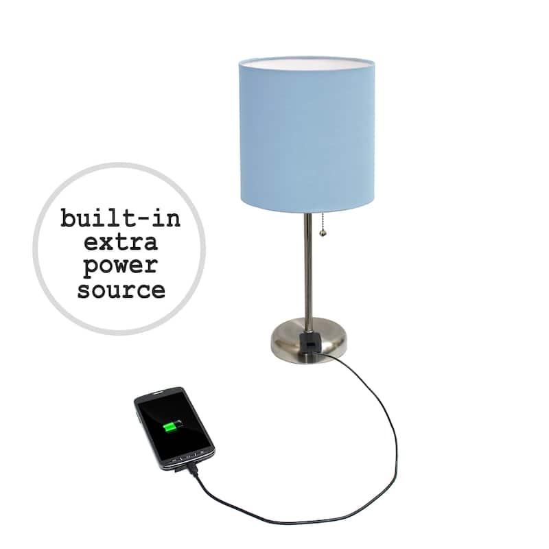 Simple Designs 19.5" 2 Pack Table Desk Lamp Set with Charging Outlet - 19.50