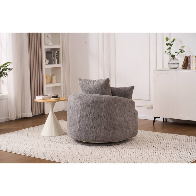 Swivel Compression Chair, Gray, Fabric/Foam/Wood, 39x28x27 inches