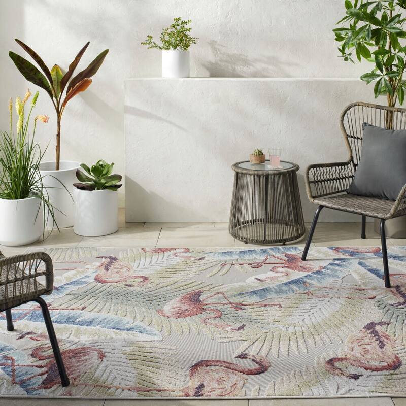 Livabliss Lakeside Coastal Indoor/Outdoor Area Rug - 6'7" x 9' - Off-White/Multi