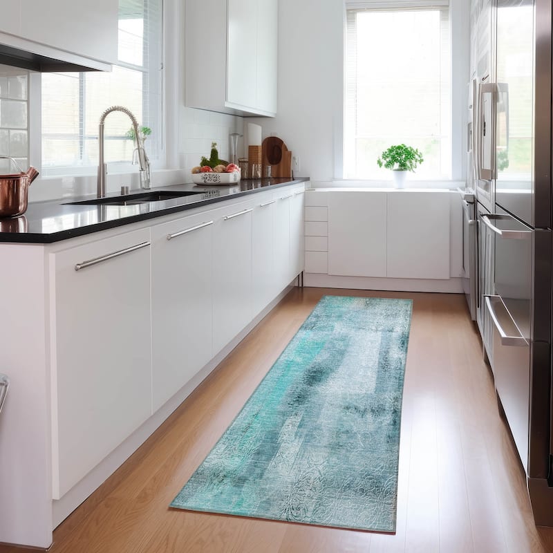 Machine Washable Indoor/ Outdoor Modern Imprints Chantille Rug