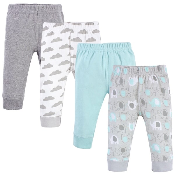 slide 1 of 1, Luvable Friends Baby Boy Cotton Pants 4pk, Boy Basic Elephant 0-3 Months - Boy Basic Elephant