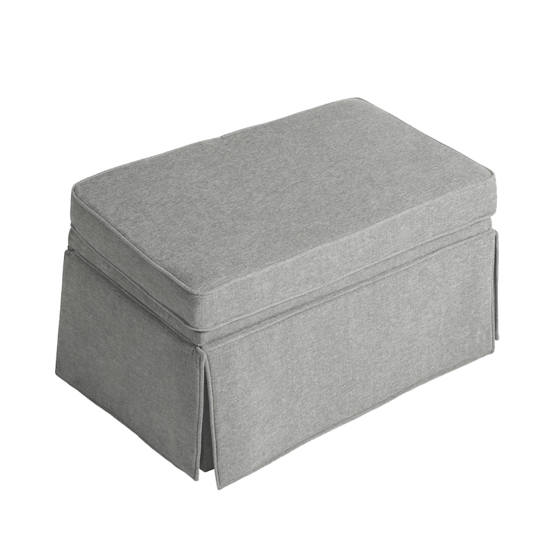 2 Set Rectangle Chenille Upholstered Storage Ottoman