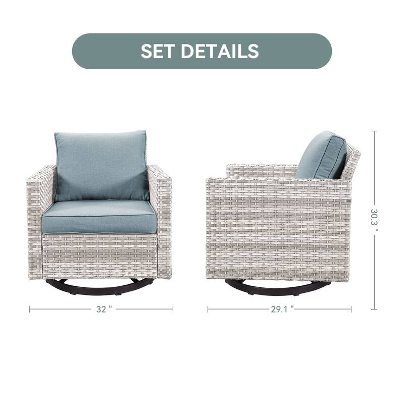Gymojoy Wicker Swivel Glider Chair with 4 inch Olefin Cushions