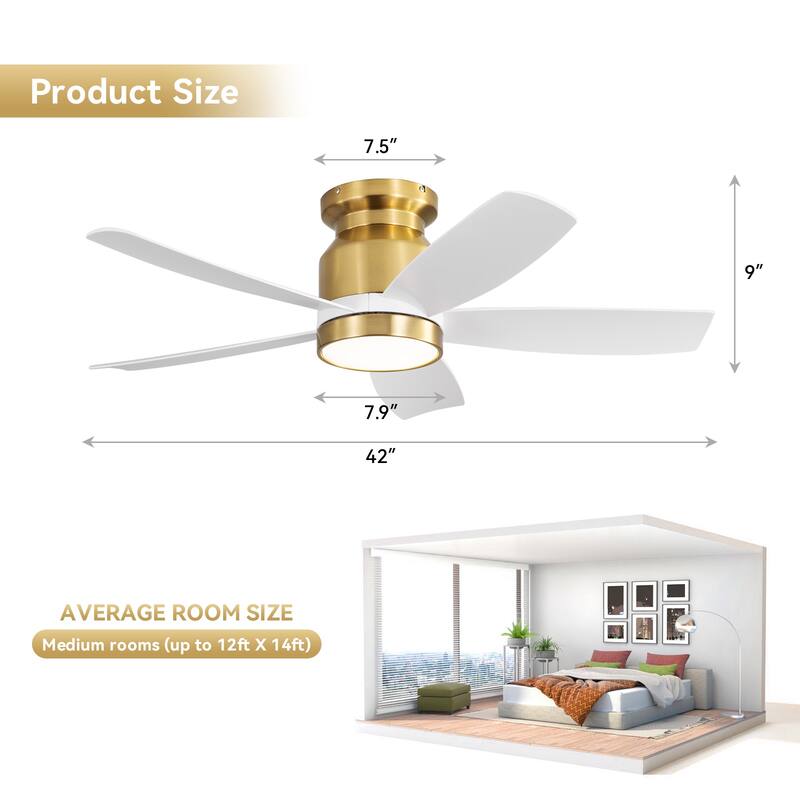 23" 29'' 42'' Flush Mount Ceiling Fan with Light and Remote Control for Small Room,Patio,Kitchen,Bedroom