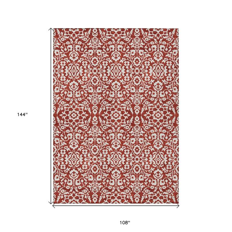 HomeRoots Damask Traditional Rectangle Outdoor Rug