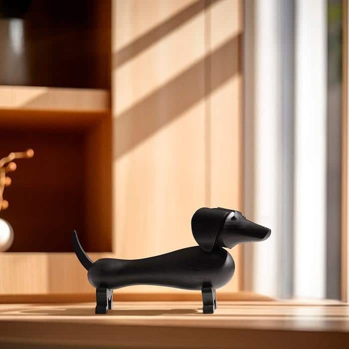 Kay Bojesen Dog, Dark Stained Oak, Small - H: 4.3"