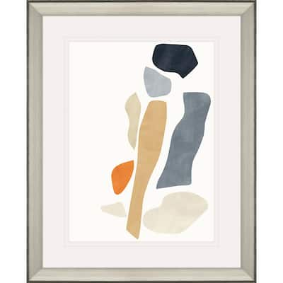 Silhouette Blocks Reflect Framed Art Giclee Under Glass - Blue