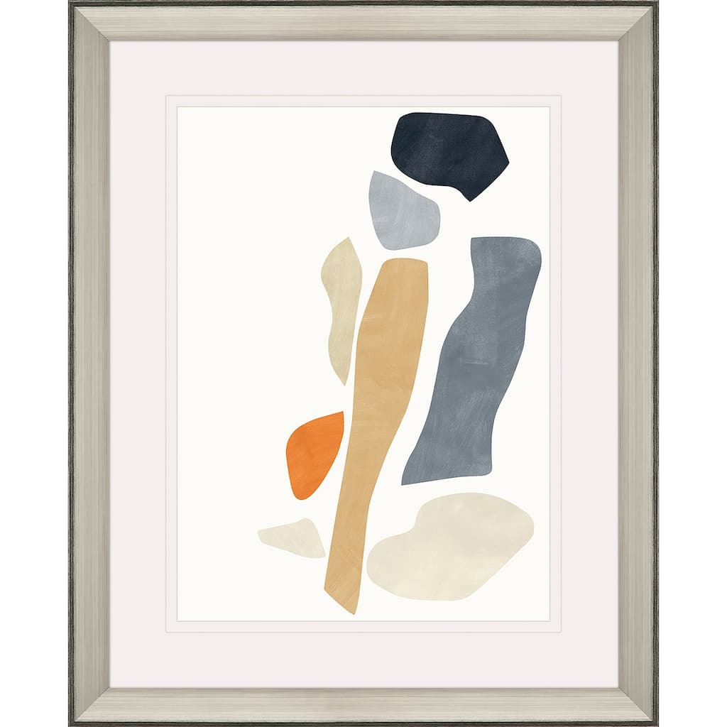 Silhouette Blocks Reflect Framed Art Giclee Under Glass - Blue
