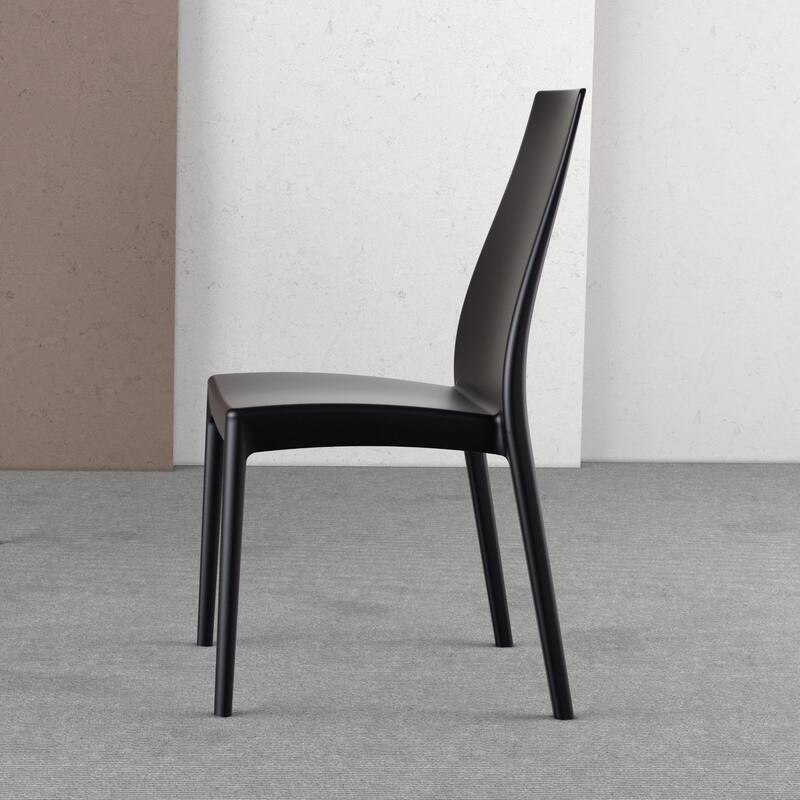 37" Black Outdoor Patio Solid High Back Dining Chair