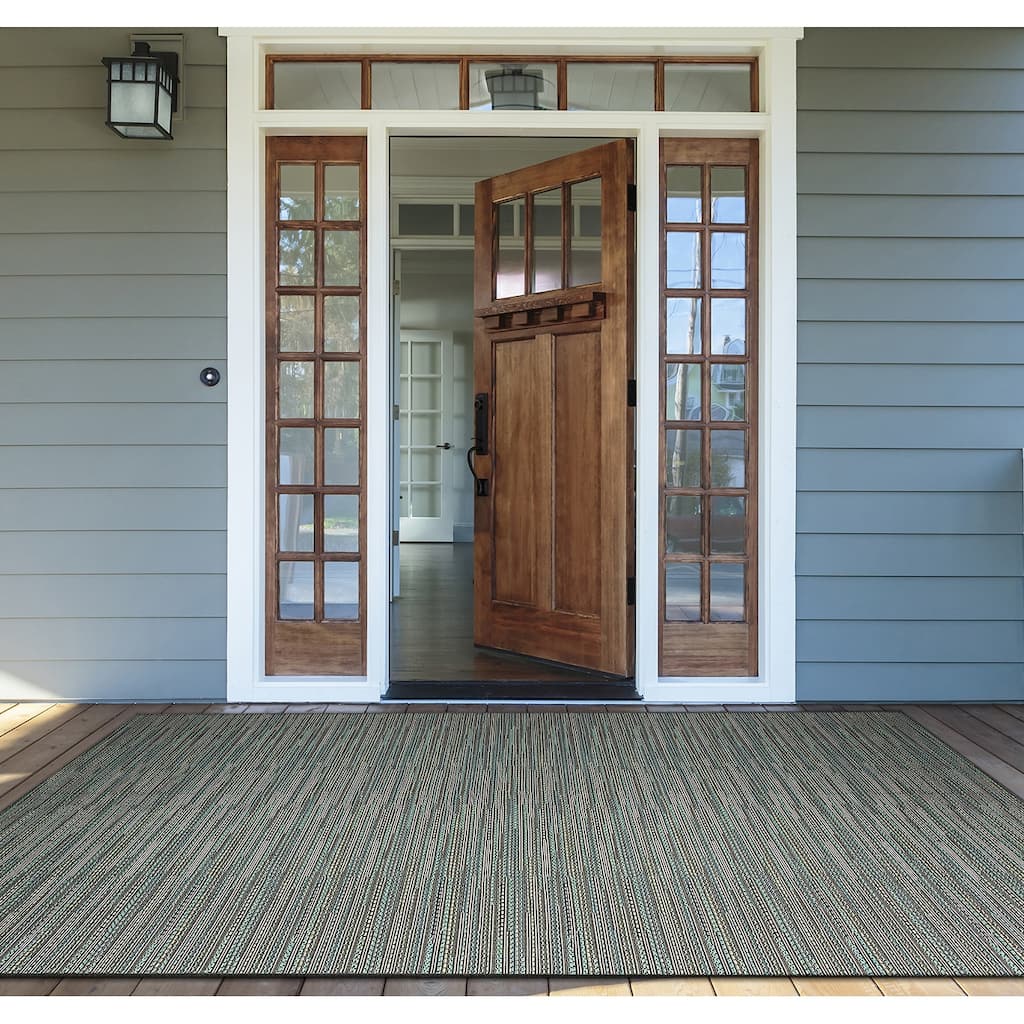 Samantha Diva Aqua Blue- Gray Indoor/ Outdoor Area Rug