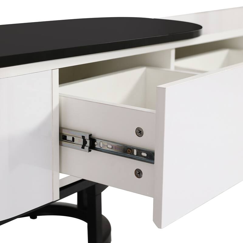 67.7"-76.4" Modern TV Stand with Adjustable Length & Height, 3 Storage Drawers, Metal Legs for Living Room