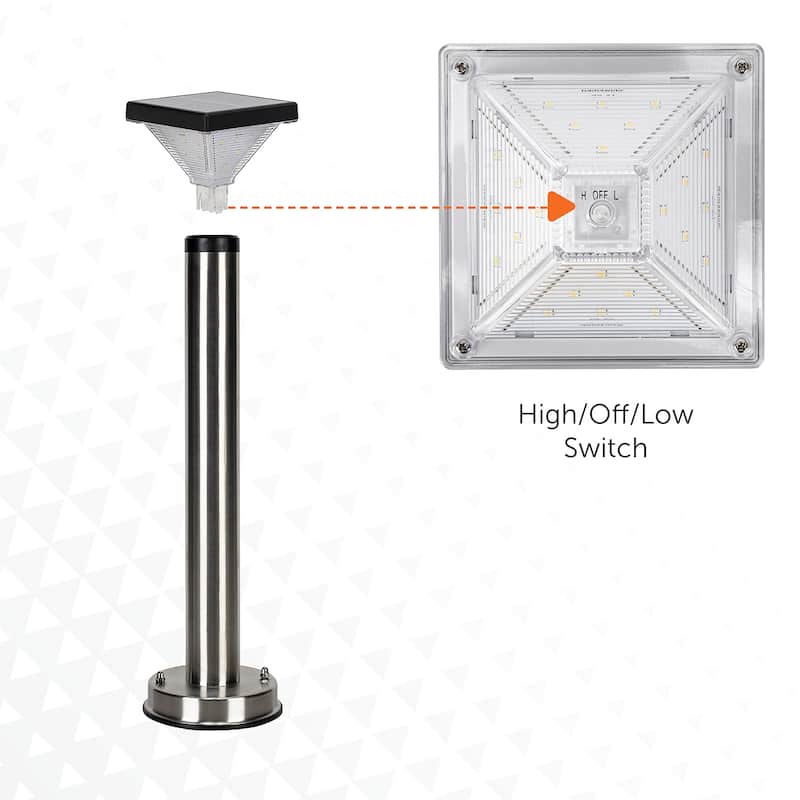 Luxor Stainless Steel Black Bollard Pathway Solar LED Landscape Light