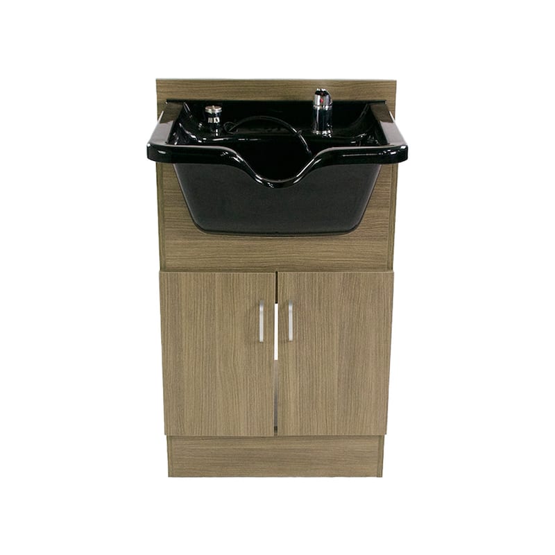Shampoo Cabinet with Faucet Hair Salon Sink, Black Brown - 21" x 12"