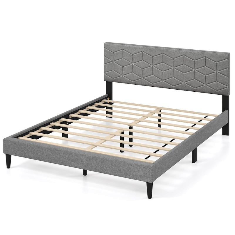 Costway Twin/Full/Queen Size Bed Frame with Linen Fabric Upholstered - Queen