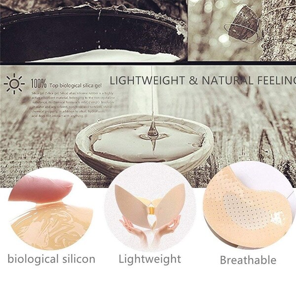 MITALOO Push up Strapless Self Adhesive Plunge Bra Invisible Backless Sticky Bras Beige