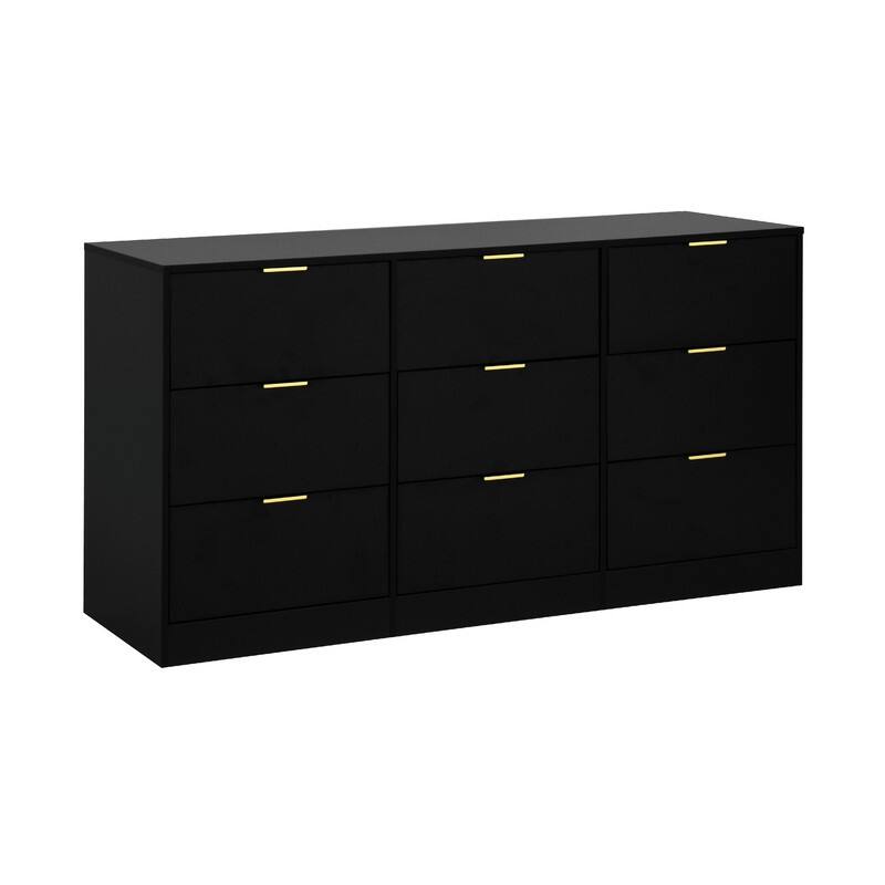 9-Drawer Modern Dresser with Handle-Free Design, Wood Storage Chest for Bedroom or Entryway