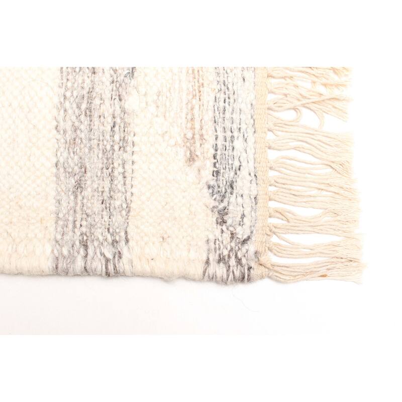 ECARPETGALLERY Flat-Weave Ankara FW Ivory Wool Kilim - 5'2 x 7'9