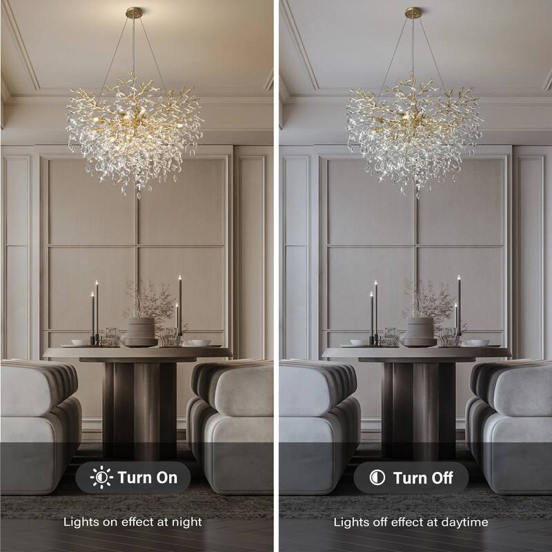 Modern Round Branch Crystal Chandelier, 600-1200mm Diameter, Marquise Cut Crystal Pendant Light