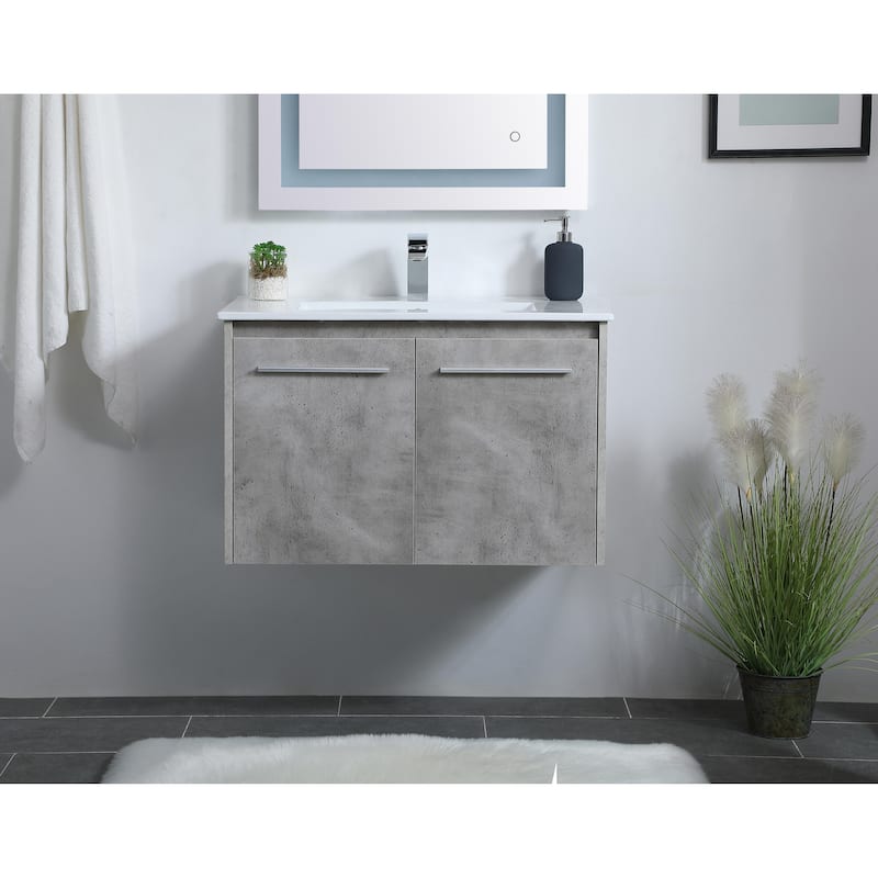 Mosaic 24 - 36 Inch Single Bathroom Vanity - Concrete Grey - 30 Inches