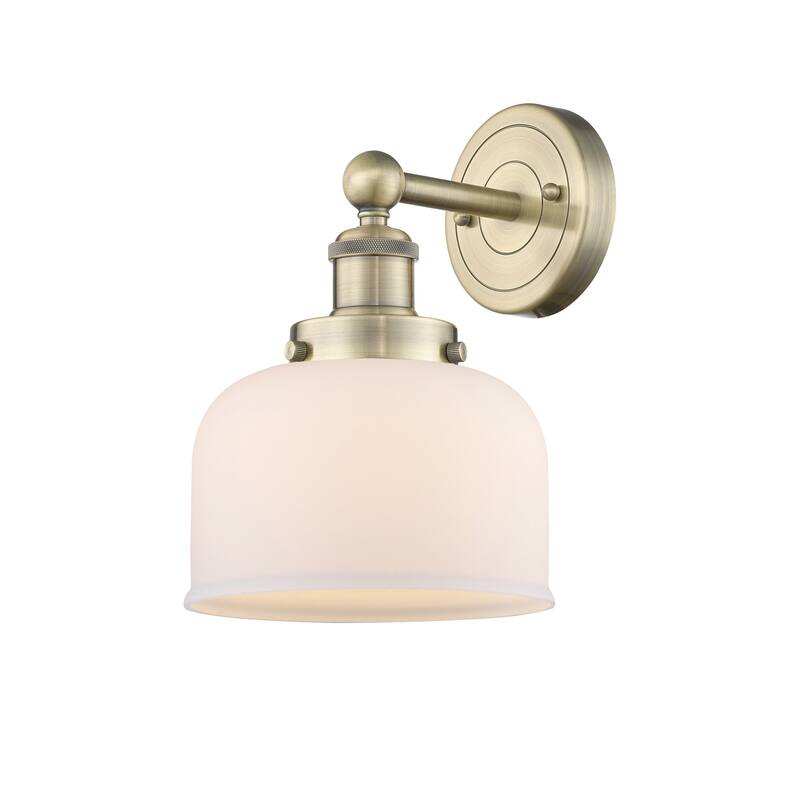 Innovations Lighting 616-1W-10-7-L Bell Sconce Bell 10" Tall Wall - Antique Brass / Matte White