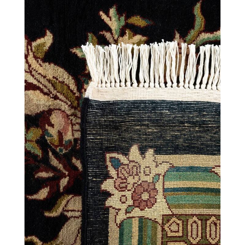 Overton Hand Knotted Wool Vintage Inspired Traditional Mogul Black Area Rug - 12' 1" x 18' 1"