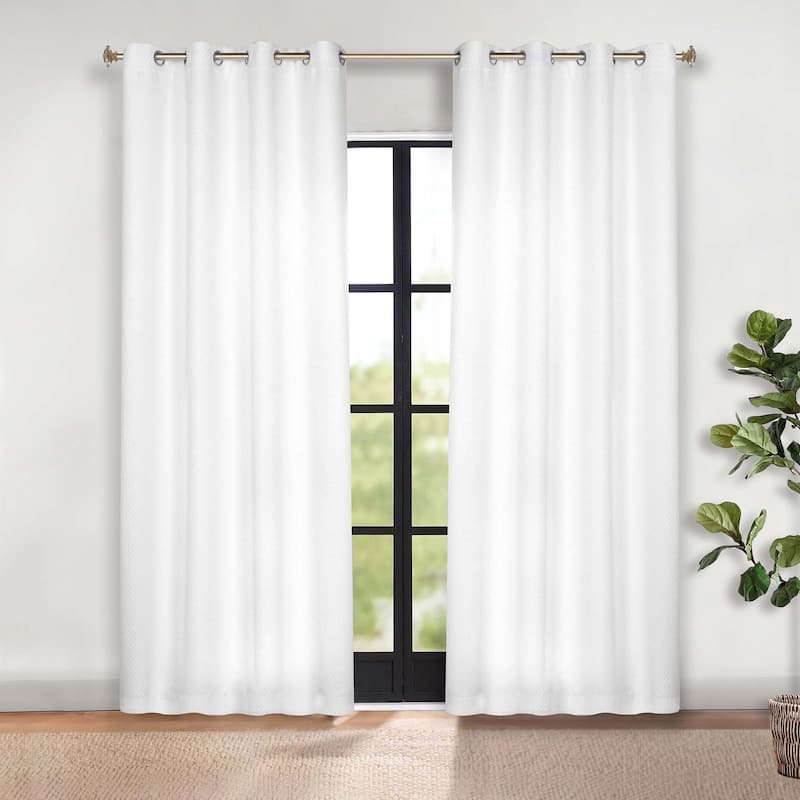 Superior Shimmer Washable Room Darkening Curtains, Set of 2 Panels - 52" x 63" - Snow White