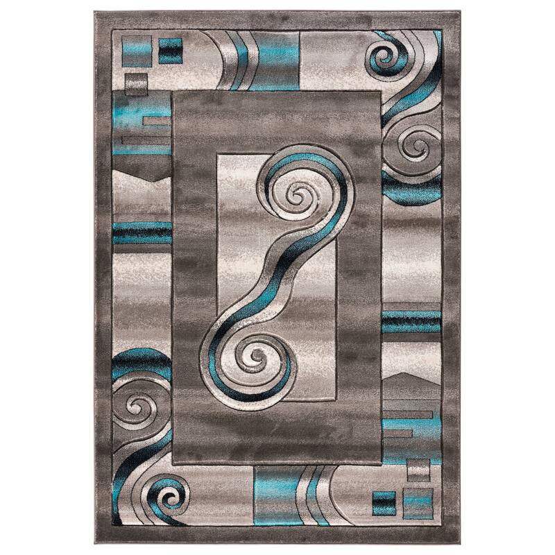 Orelsi Collection Abstract Area Rug with Hand Carved Accents - 8'1'' X 10'5'' - Fume/Beige
