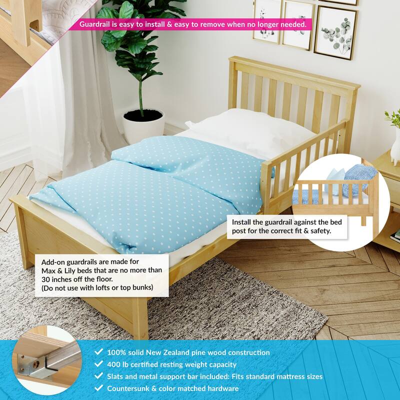 Max and Lily Twin Bed with Guard Rails