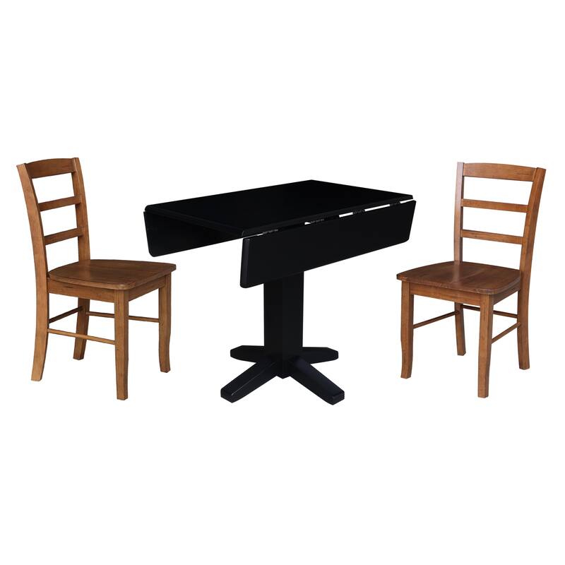 36" Solid Wood Square Dual Drop Leaf Dining Table with Dining Chairs