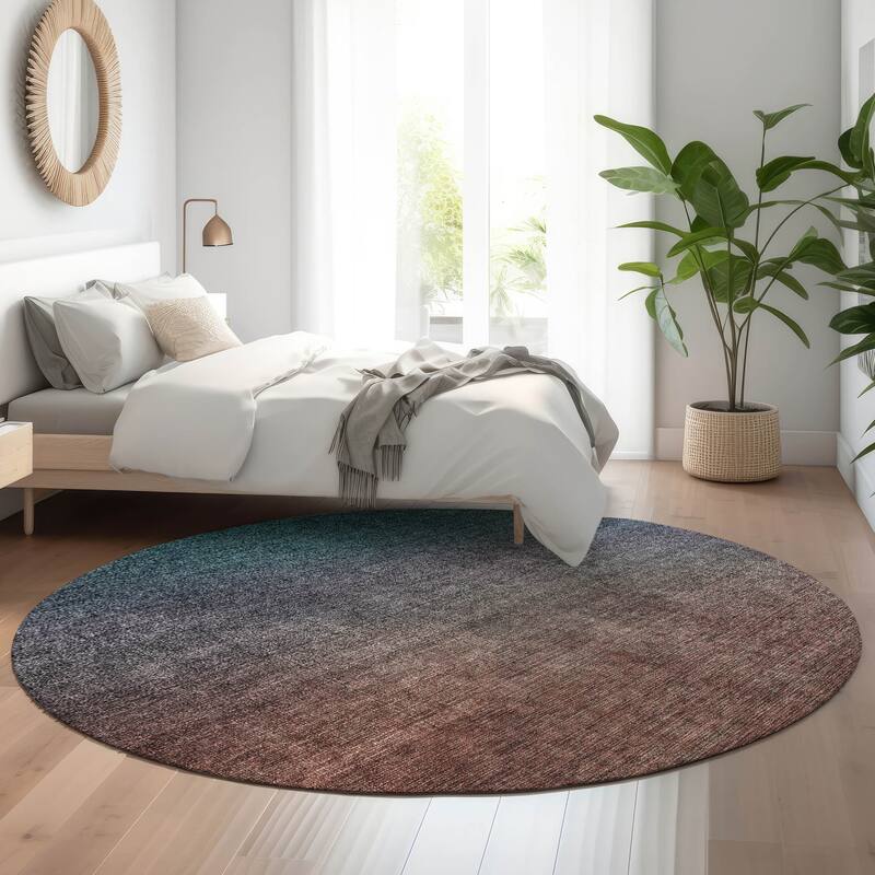 Premium Washable Super Soft Modern Ombre Mayfield Rug - Teal - 8' x 8' - Round
