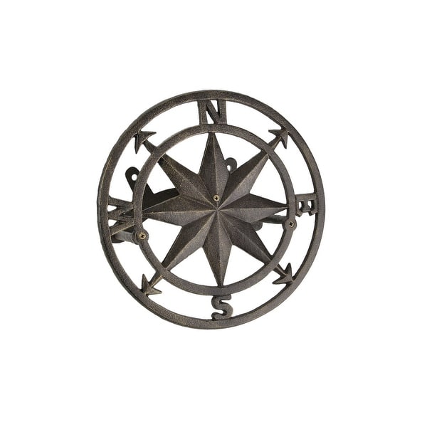 Shop Cast Iron Compass Rose Wall Mounted Decorative Hanging Garden Hose Holder Bronze 5 5 X 12 X 12 Inches Overstock 31033522